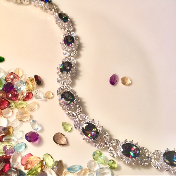 Jewelry - Genuine Mystic Topaz + White Topaz Bracelet 7.5 in